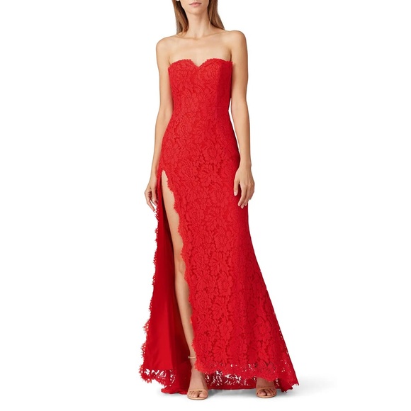 Anthropologie Fame and Partners Twilight dress strapless lace gown wine red - Picture 14 of 16